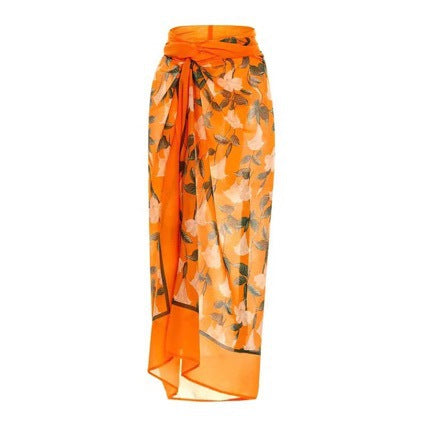 Traje de baño Lonkey de color sólido con aberturas y bolsa de malla, falda a la cadera, traje de baño sexy floral