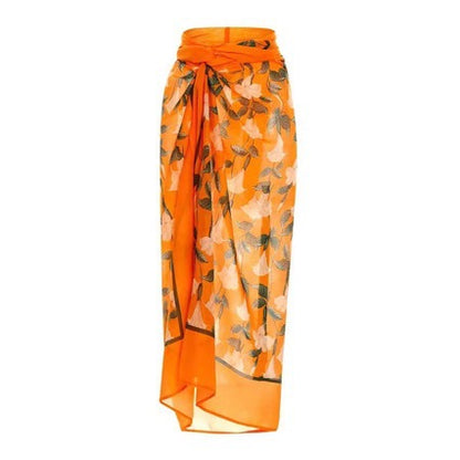 Traje de baño Lonkey de color sólido con aberturas y bolsa de malla, falda a la cadera, traje de baño sexy floral