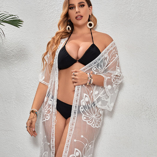 Water Soluble Loose Version Vacation Beach Cardigan Sunscreen Dress