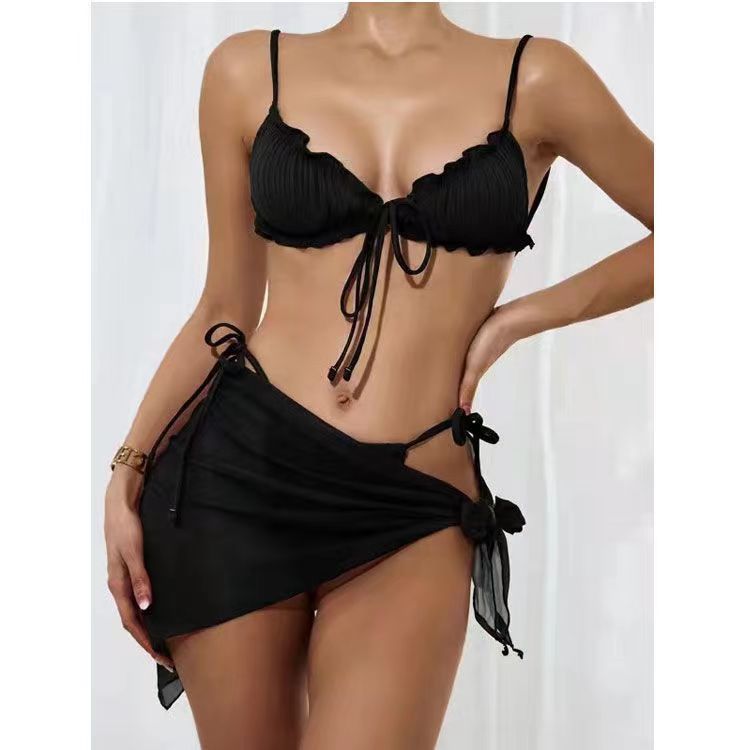 Traje de baño de color sólido sexy dividido traje de baño bikini mujeres bikini