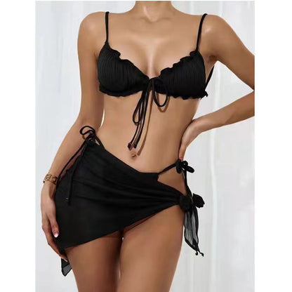 Traje de baño de color sólido sexy dividido traje de baño bikini mujeres bikini