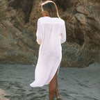 Tencel Bamboo Pullover Sun Protection Beach Jacket Seaside Vacation Bikini Cover Up Swimsuit Blouse Women EvenStar