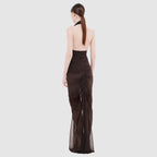 Women Clothing Sexy V neck Slim Fit Pleated Hip Backless Halter Dress Sight