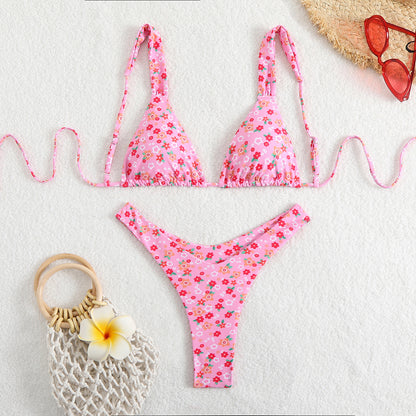Bikini Printed Double Layer Fabric Durable High Elastic Swimsuit Women Spring Bikini