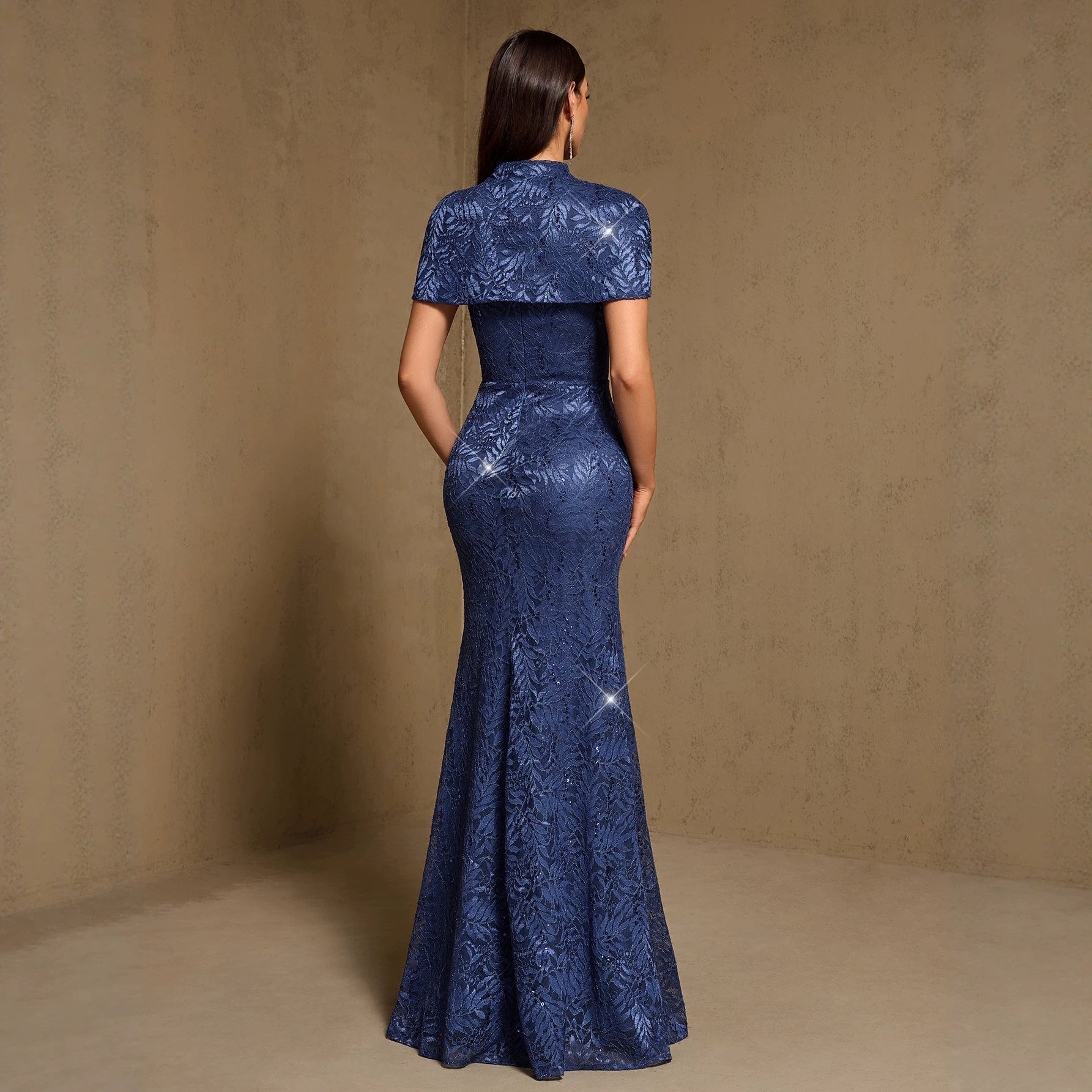 Spring Summer Elegant Pattern Two Piece Set (Including Shawl) Suspender Fishtail Party Maxi Dress HENGACHI