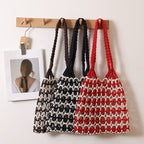 Sac de plage d'été en paille tressée avec lacets, idéal pour les vacances à la plage. 
