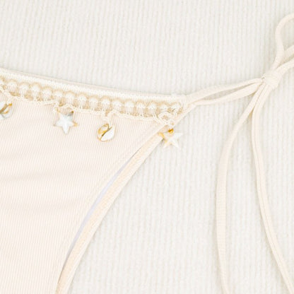 Bikini de encaje Wilhelmy Shell, bikini rosa de tres puntos, traje de baño dividido