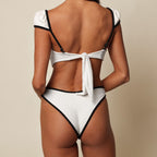 Solid Color High Waist Bikini Simple Split Swimsuit Women Sexy Bikini Thunder
