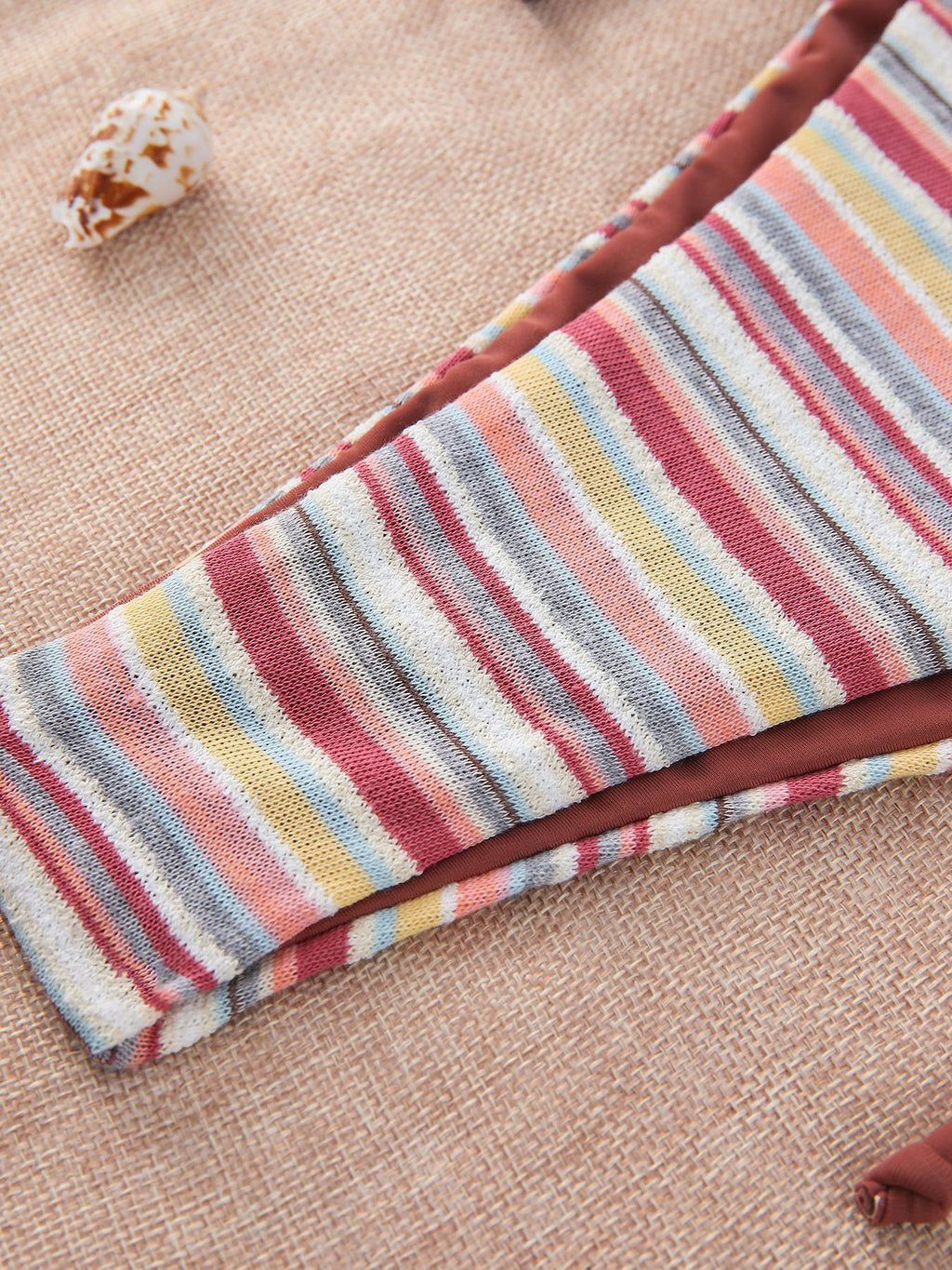 Fresh Color Striped Bikini Swimsuit Overskirt CSC