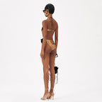 Gold Handmade Floral Halter Hollow Out Cutout out Swimsuit Women ShineRealm
