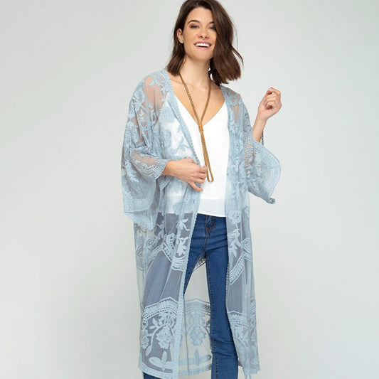 Chaqueta de playa con bordado de seda de uva sexy para mujer, ropa de playa con protección solar, bikini, traje de baño, cárdigan