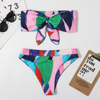 Print Tie Dye Sexy Tube Top Bikini Swimsuit Women Slim Fit Two Piece Suit Split Mojo