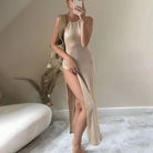 Double Sided High Slit Sling Beautiful Back Knitted Dress Beach Dress Women Mangar