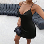 Vestido adelgazante de corte A con cintura controlada y diseño sexy en la espalda con cordones