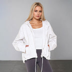Women Casual Hooded Zipper Polyester Knitted Women Casual Solid Color Original Coat