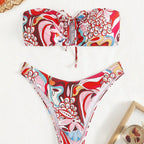 Maillot de bain tube d'été sans bretelles, maillot de bain sexy pour femmes, imprimé, pour la plage