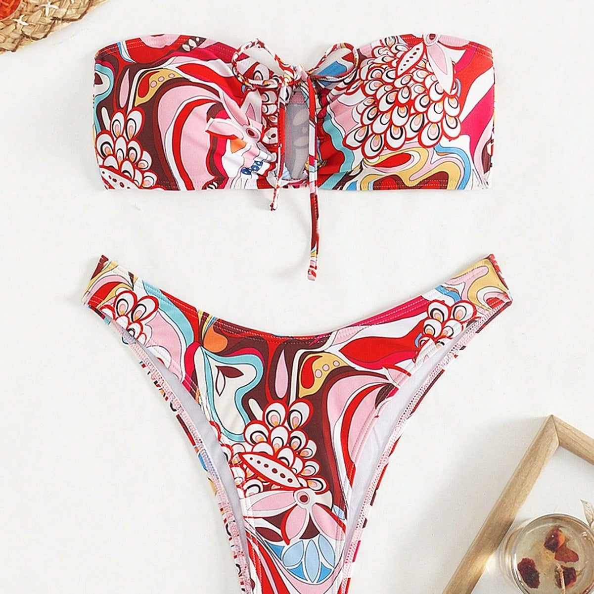 Maillot de bain tube d'été sans bretelles, maillot de bain sexy pour femmes, imprimé, pour la plage