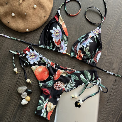 Traje de baño estampado bikini dividido traje de baño sexy étnico