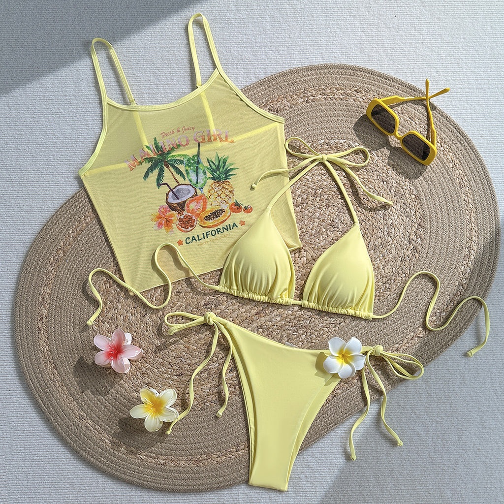 Tropical Fruit Printed Halter Bikini Sexy Vacation Swimsuit Bikini SanYuva