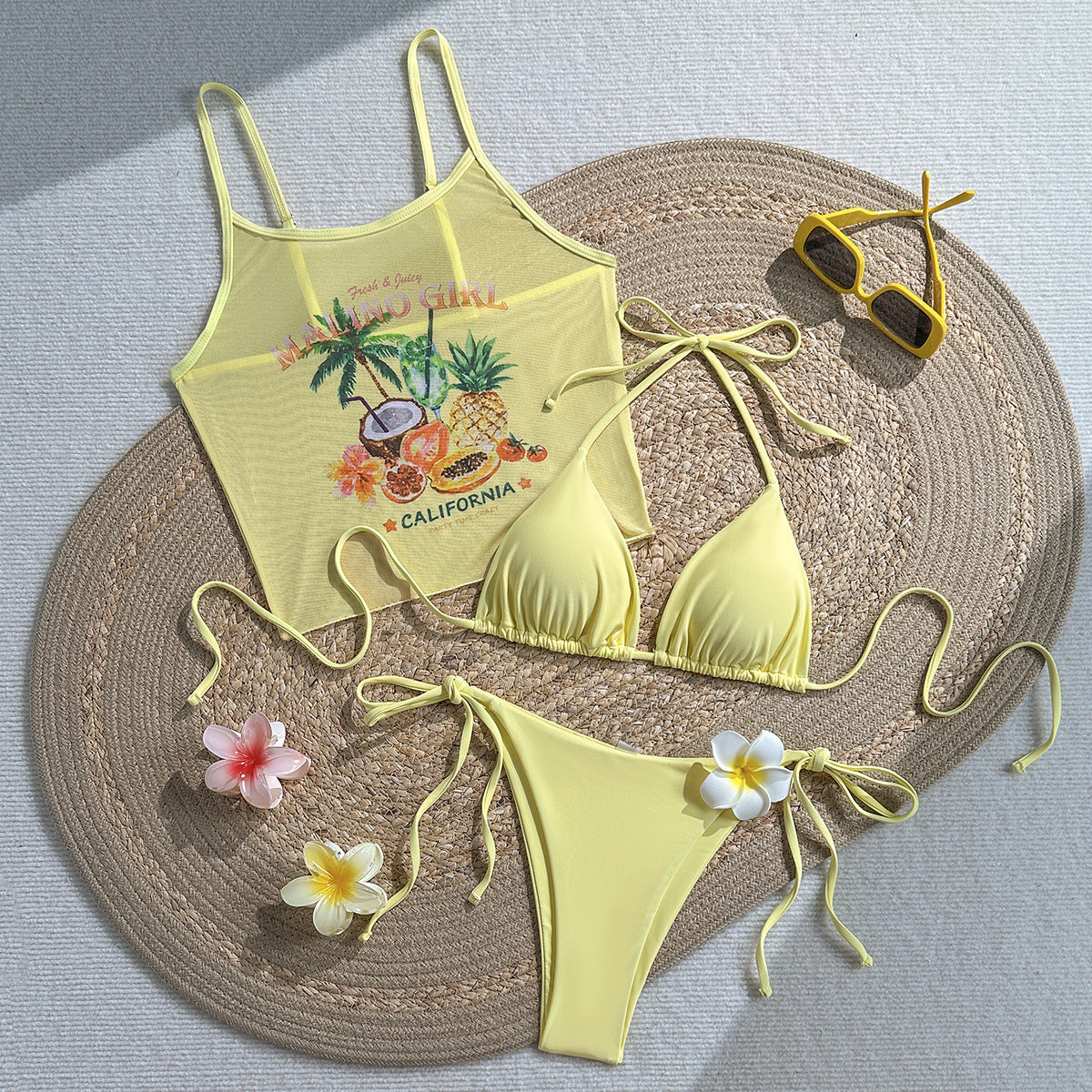 Tropical Fruit Printed Halter Bikini Sexy Vacation Swimsuit Bikini SanYuva