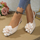 Floral Flat Toe Box Slingback Sandals Women Pointed Toe Slip on Suede Flat Pumps ZUIMEI