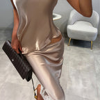French Satin Champagne Slim Fit Sleeveless Top Low Waist Skirt Light Luxury Lady Twet Women LaceCH