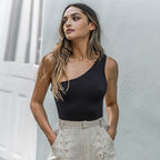 Combinaison sexy d'été à une épaule pour femme, coupe slim, dos nu, sans manches, col diagonal