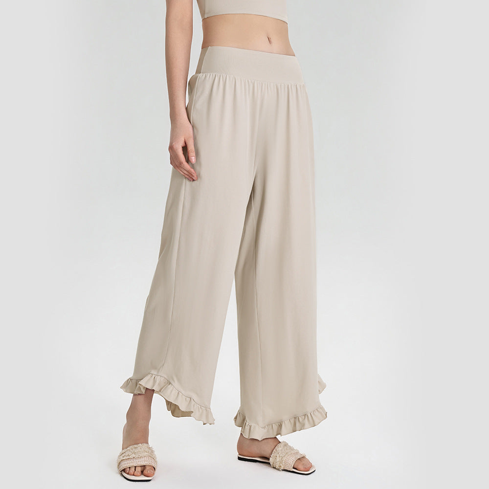 Women Summer Loose Slimming Wide Leg Sports Pants Breathable Draping Outdoor Casual Running Workout Ankle Length Pants YUERD