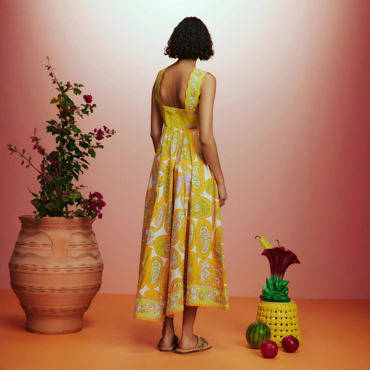 Summer Sexy Sling Printed High Waist Big Swing Dress Women XINXI
