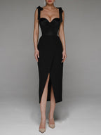 Spring Summer Women Clothing Sexy V neck Strap Sheath Dress OUSHIMAI