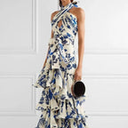 Summer Bohemian Holiday Lace up Lolita Large Swing Dress Printed Dress SSFSS