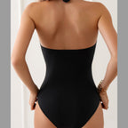 Maillot de bain dos nu pour femme, couleur unie, tissu, pour l'été et la plage