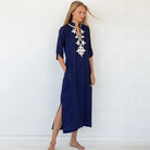 Rayon Embroidered Casual Maxi Dress Women Beach Jacket Seaside Vacation Maxi Dress Beach Cover Up EvenStar