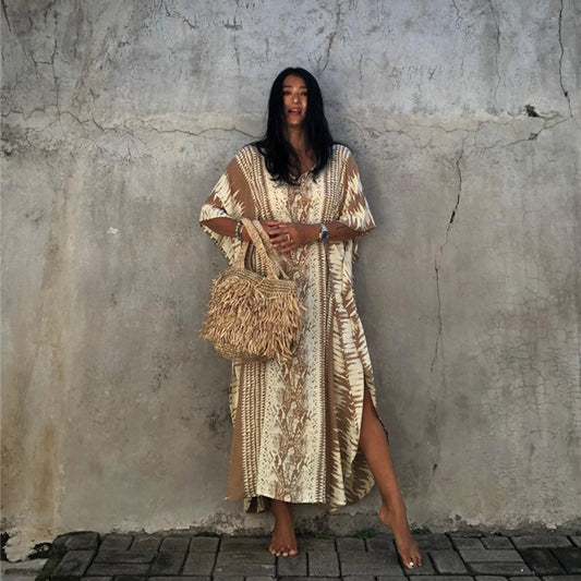 Spring Beach Cover-up Rayon Blooming Floral Vacation Robe Dress Crochet hook