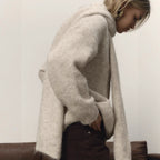 Loose Lazy Soft Wool Sweater Women Autumn Winter Pullover Loose Sweater Scarf Set