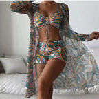 Traje de baño para mujer, bikini dividido de tres piezas, traje de baño sexy de cintura alta
