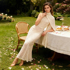 Shawl Lace Sleeveless Dress Autumn Winter High Grade Waist Slimming Dress Women Sailfish