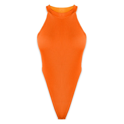 Summer Women Clothing Slim Vest Top Sexy Halter Sleeveless High Slit Bodysuit