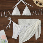 Halter Lace up Three Piece Bikini Tulle Skirt Sexy Women Swimsuit Chimie