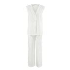 Conjunto de pijama de primavera sin mangas y holgado con chaleco y pantalones, ropa de casa informal y cómoda para mujer