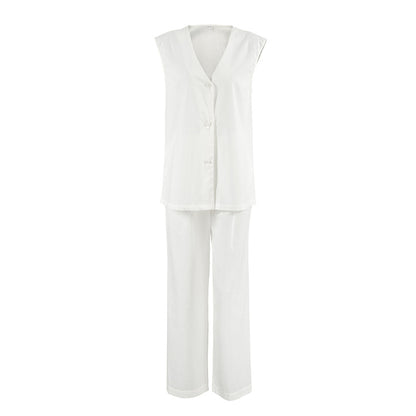 Spring Sleeveless Loose Vest Pants Pajamas Set Casual Comfortable Women Homewear Outerwear
