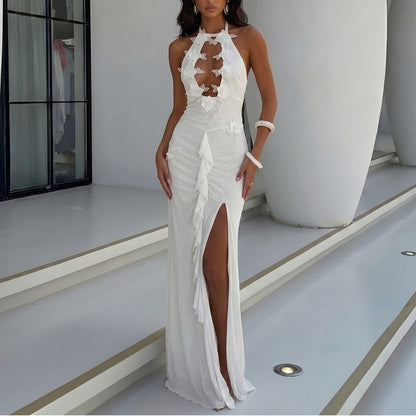 Solid Color Sexy Hollow Out Cutout out Backless Beach Cover up Bikini Swimsuit Beach Women Mangar