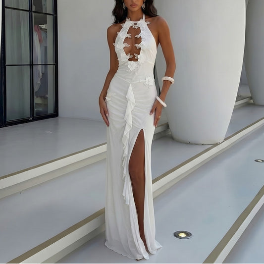 Solid Color Sexy Hollow Out Cutout out Backless Beach Cover up Bikini Swimsuit Beach Women Mangar