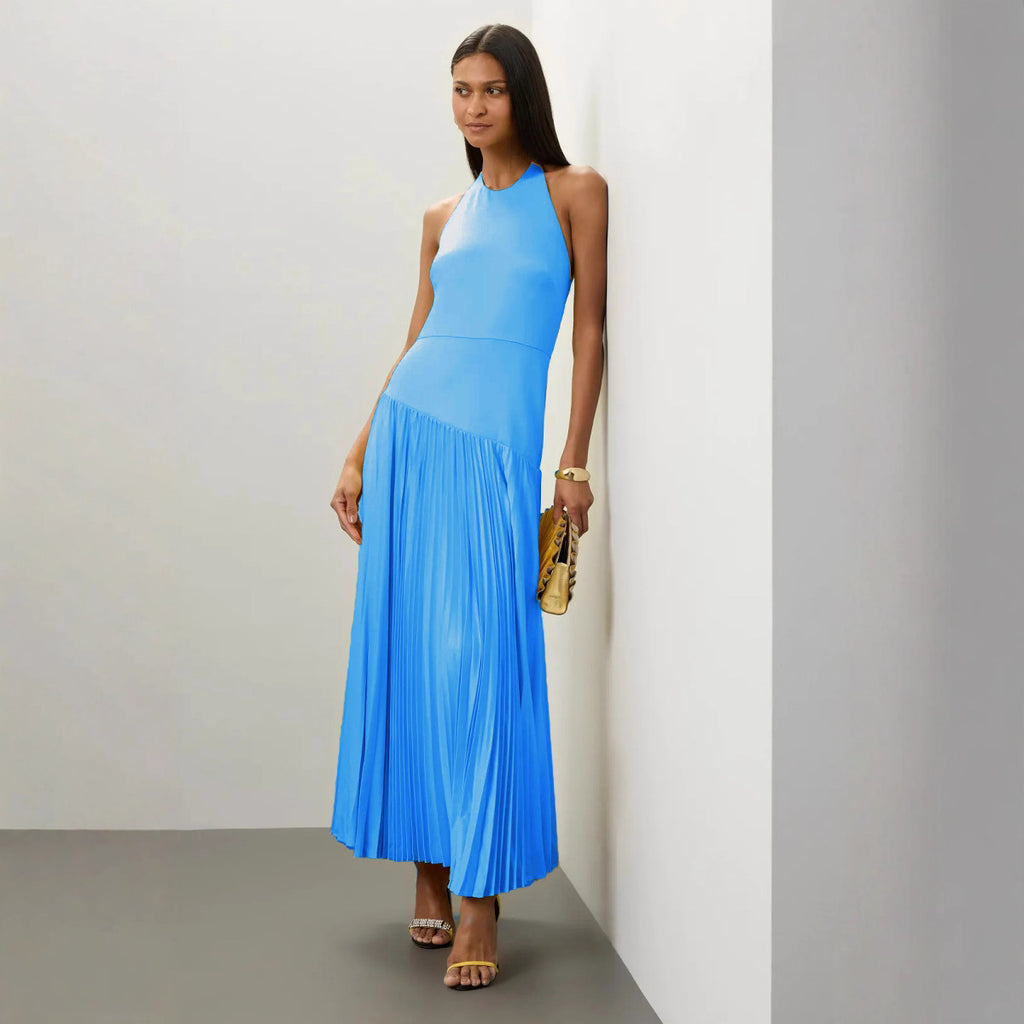 Summer Women Clothing Casual Pleated Cloth Halter Dress XUYUN