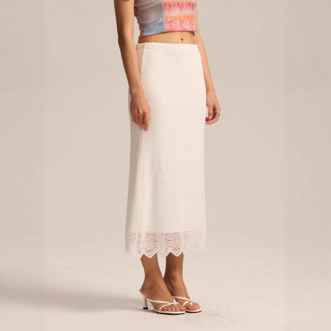 Women Clothing Lace Skirt Spring Summer High Waist One Step Skirt Sexy Slim Hip Long Skirt BRINGITON