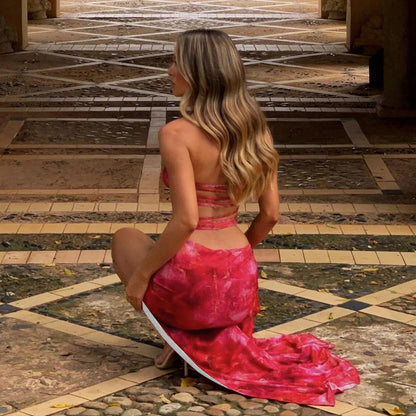 Vestido sexy de primavera para mujer, con escote halter, abertura alta y espalda descubierta.