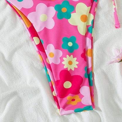 Bikini sexy para mujer, traje de baño de color sólido dividido, traje de baño de bikini multicolor