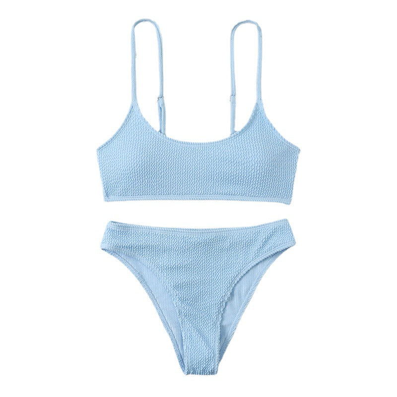 Wave Pattern Lady Sexy Split Triangle Strap Bikini Beach Nightclub Swimsuit Mojo