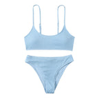 Wave Pattern Lady Sexy Split Triangle Strap Bikini Beach Nightclub Swimsuit Mojo
