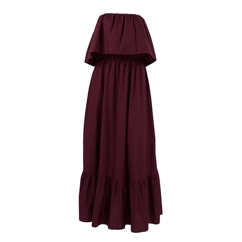 Spring Summer French Ruffled Tube Top Elegant Dress Women Office Elegant Dress FOREVEREIGHTEEN